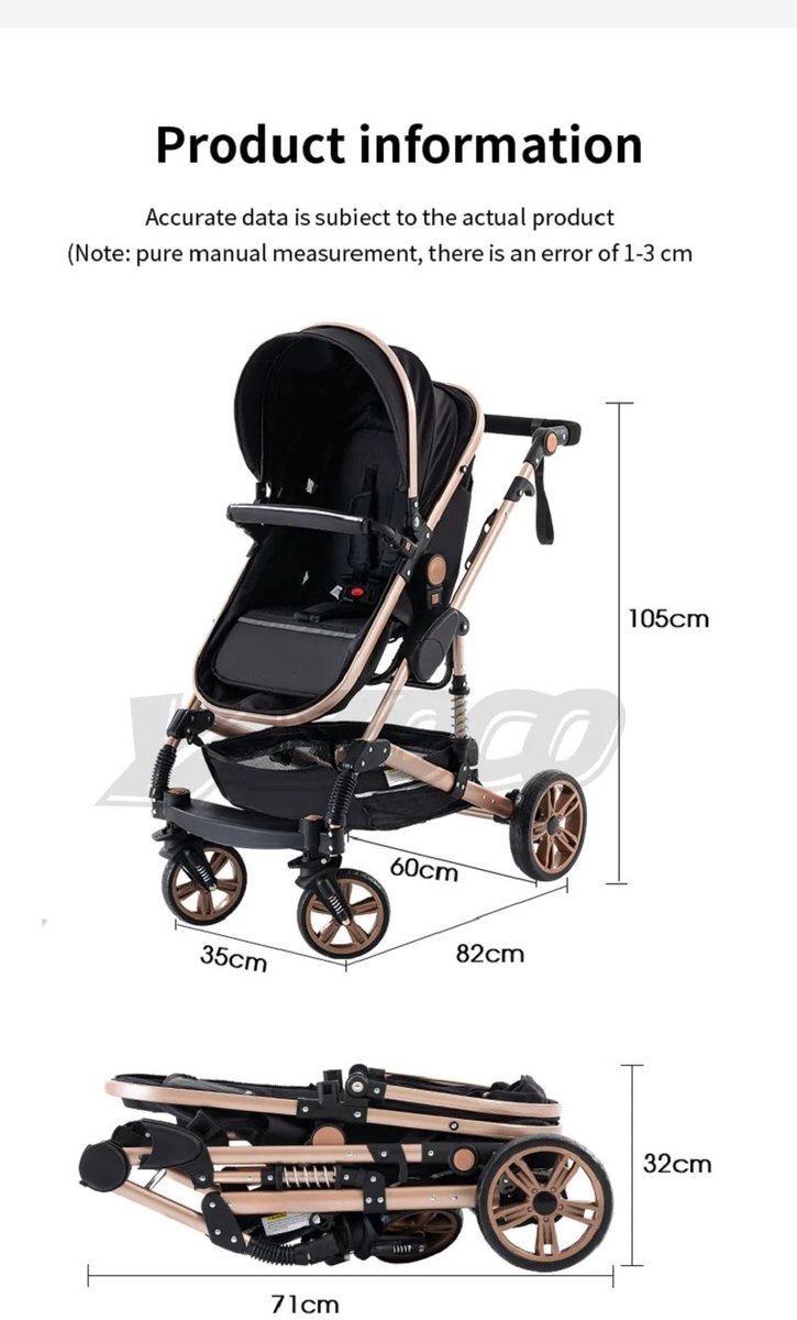Jessi Store - Luxe 3-in-1 Kinderwagen - Reiskinderwagen - afbeelding 2