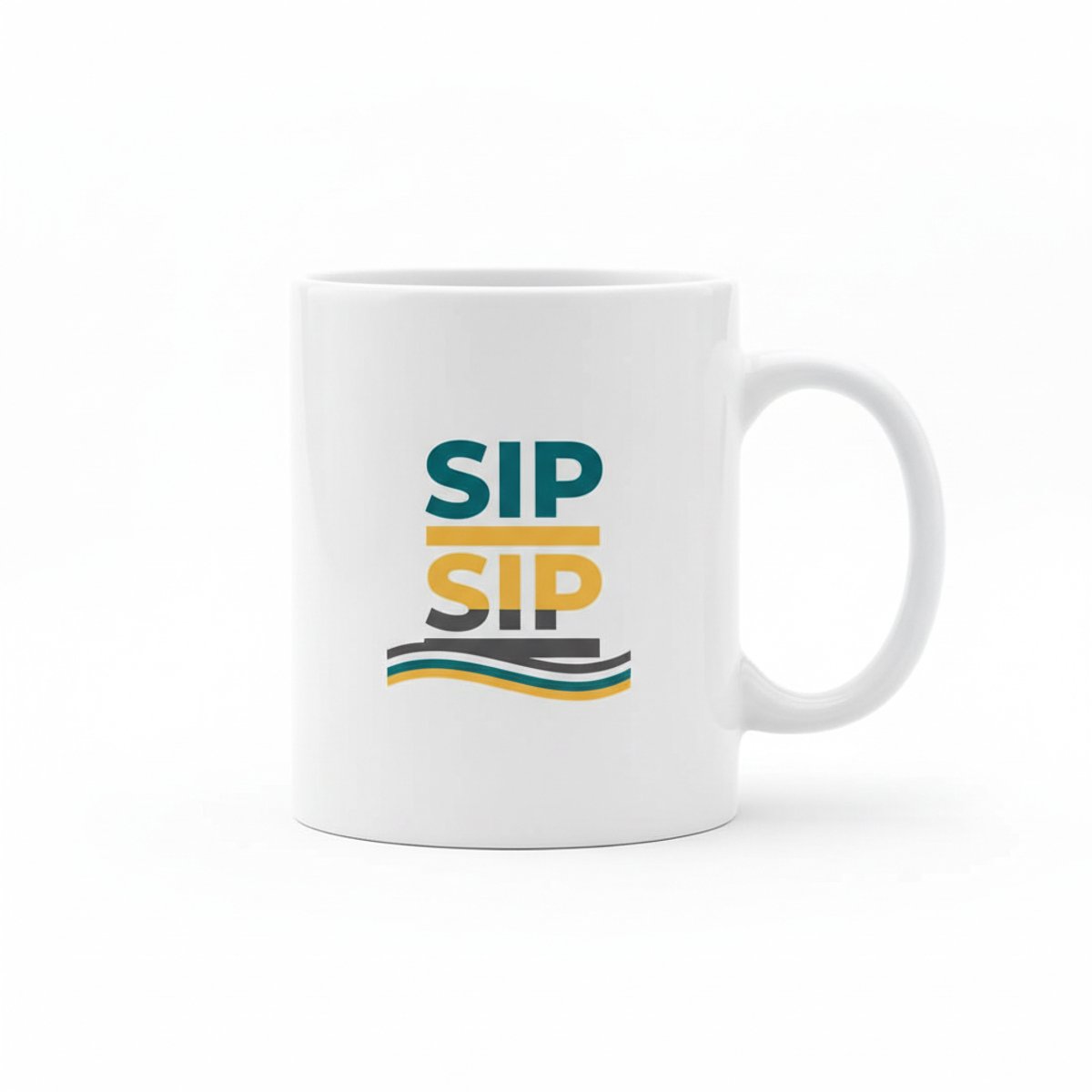 Sip Sip Koffiemok 330 ml – Minimalistisch Modern Design Cadeau Mok