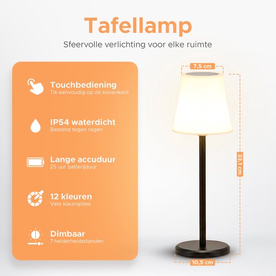 Mobstore Tafellamp Oplaadbaar - Oplaadbaar nachtlampje - Draadloos en dimbaar - 12+ kleuren - Moderne touch lamp - Industrieel - Nachtlamp Slaapkamer & Woonkamer - Tafellamp slaapkamer - Nachtlampje kinderen en volwassenen van Merkloos — afbeelding 2