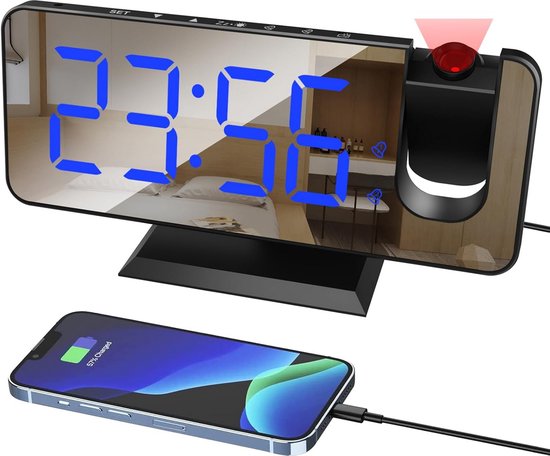 Igoods Multifunctioneel 4 in 1 Wake-up Light - Digitale Wekker – Plafondprojectie - Wekkerradio