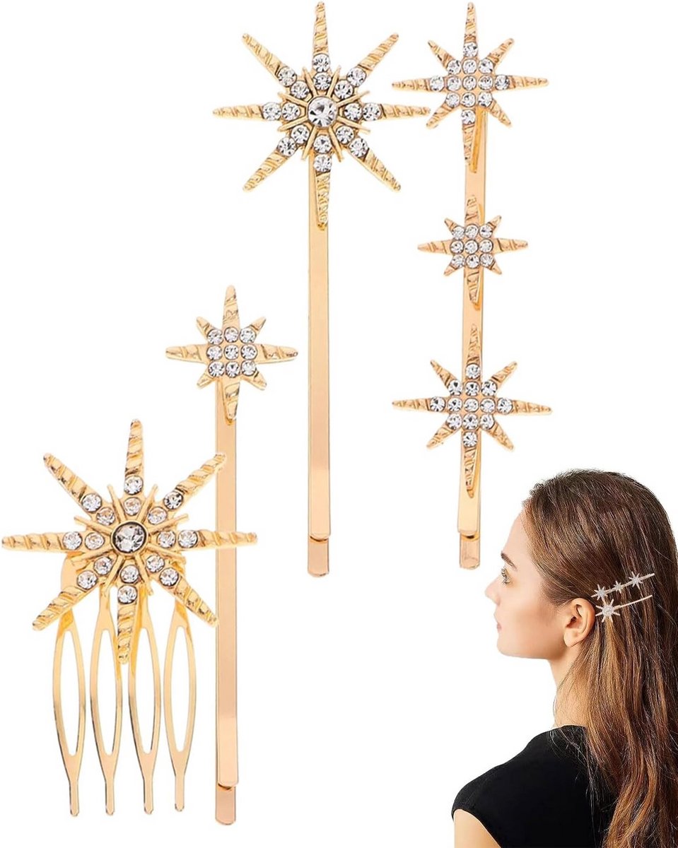 Set van 4 Luxe Strass Haarspelden voor Dames en Bruidsmeisjes