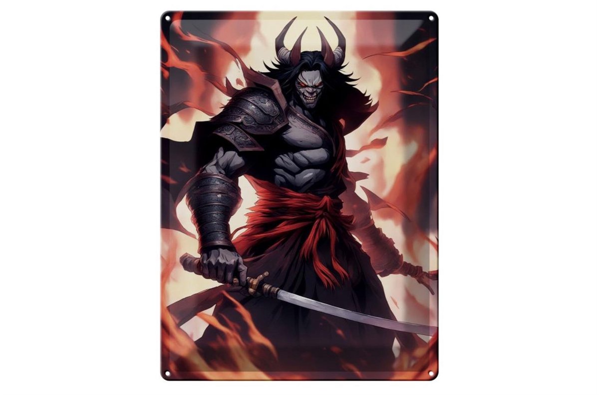 Blechschild 12x18cm Vampir Samurai Dämon