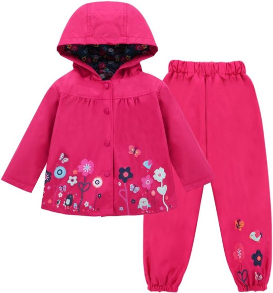 Yukirtiq Regenpak voor heren, 2 stuks, waterdichte jas en broek, outdoor uniseks regenjas met capuchon, regenbroek, wandelen, regenkleding, regenjassets, Groen-2, L