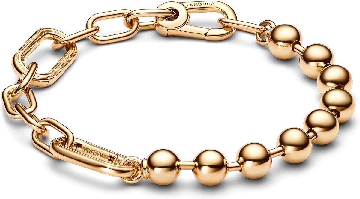 Verstelbare Kralen- en Schakelarmband met 14k Gouden Afwerking