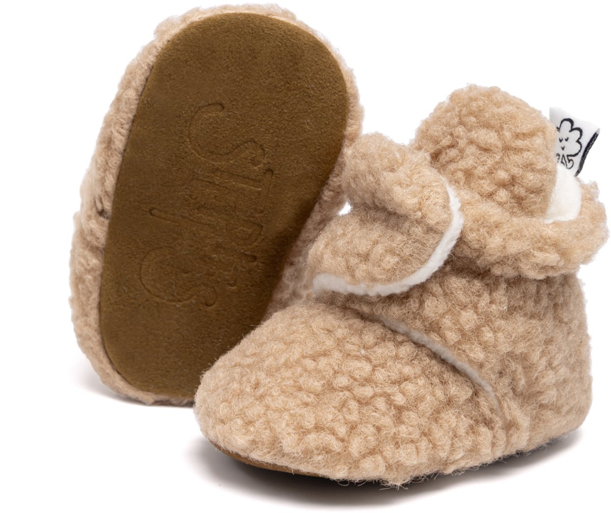Steppies - Baby Slofjes teddy - Bruin - 0-3 Maanden (9cm) - Schoenmaat 15-16