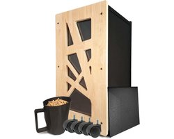 Stijlvolle Houtpellet Opslagbox met Schep en Wielen - Gemaakt in Frankrijk