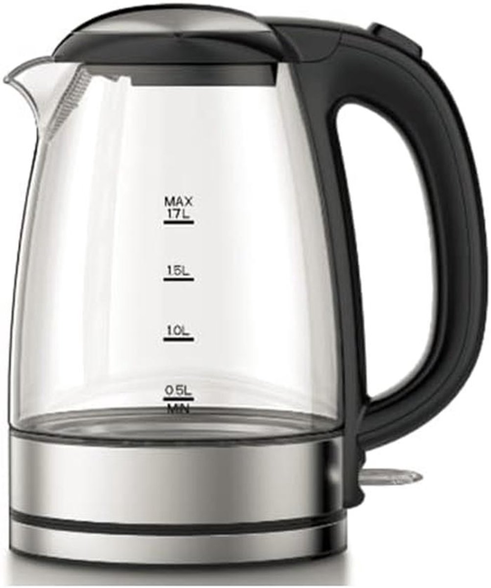 Glazen waterkoker 1,7 liter met LED-verlichting en metalen bodem