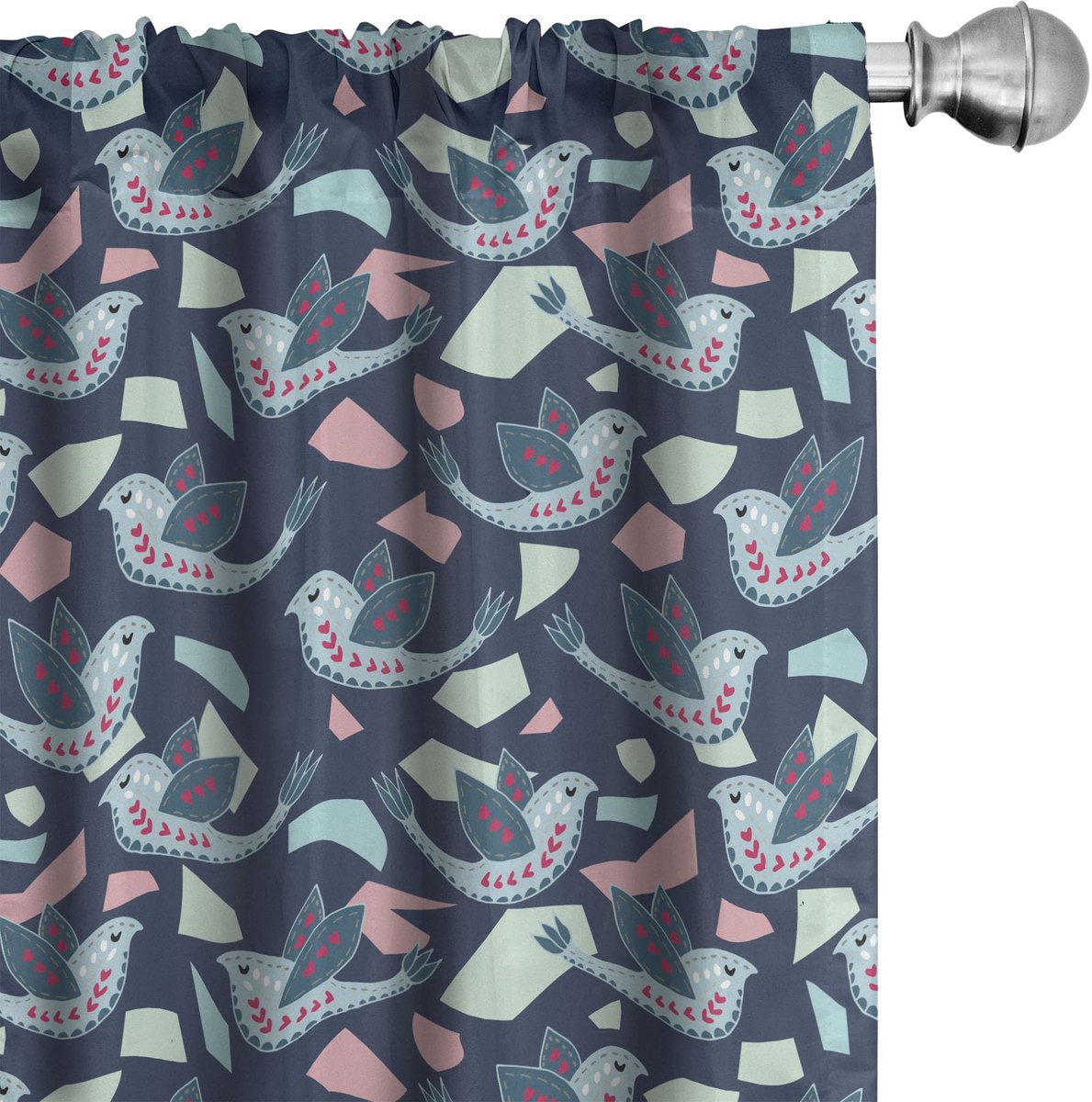 ABAKUHAUS Vogel Voorhangen – 2x75x175 cm – Microvezel – Multicolor Mehrfarbig