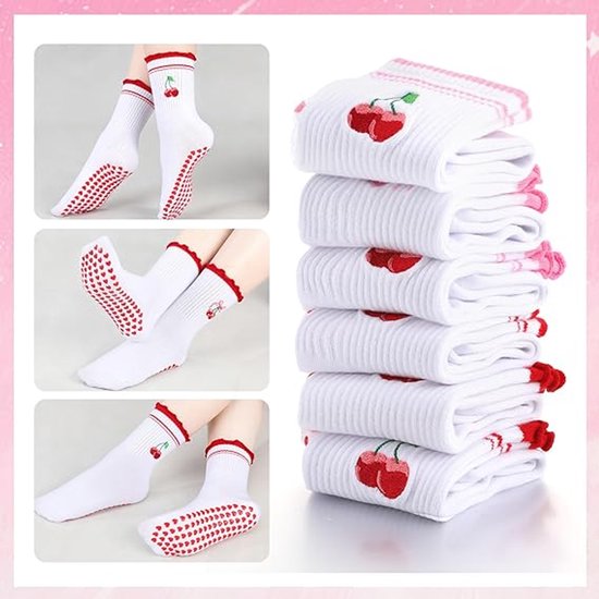 Antislip Sokken - Yoga Sokken - 6 Paar Pilates- en Yogasokken voor Dames - Schattige Antislip Sokken - Sportsokken voor Barre-Training van TOM\Html  
 — afbeelding 4
