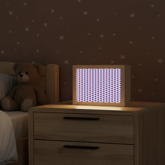 Nachtlampje 20x15 cm - Kinder lampje - Patroon - Schubben - Blauw - Roze - Tafellamp kinderkamer - Slaapkamer lamp - Bedlamp kinderen - Kinderlampje stopcontact - Wandlamp babykamer - Nachtlampjes van Merkloos — afbeelding 2