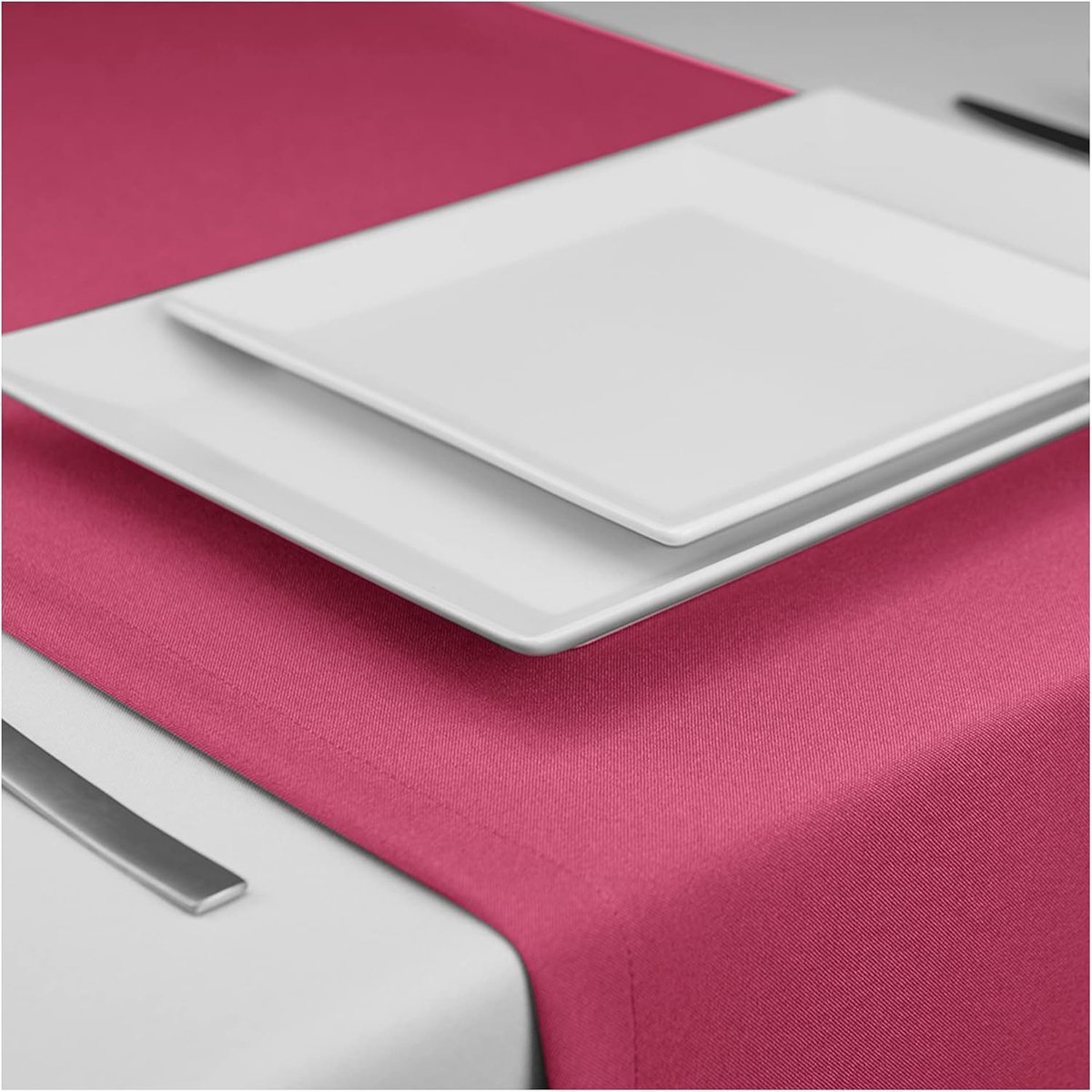 Stunq® Tafelkleed, tafelloper, tafellinnen, duurzaam krasbestendig, polyester tafeldecoratie voor woonkamer, eetkamer, balkon, tuin (donkerroze, 120 x 160 cm)