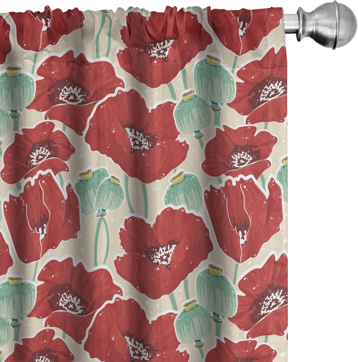 ABAKUHAUS Mohn Gordijnen – 2x75x175 cm – mintgroen en beige Mintgroen Beige