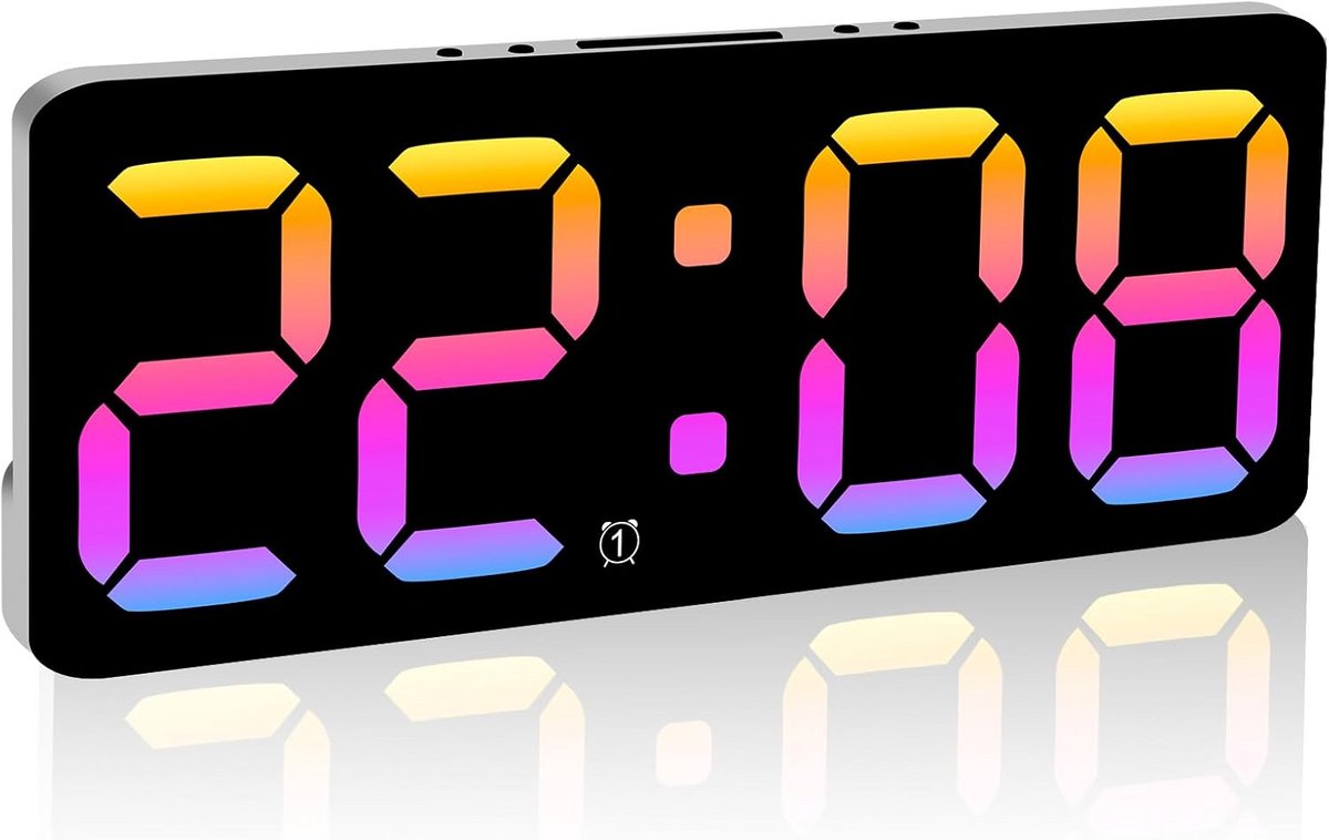 Grote Digitale LED Wekker met Datum, Dag en 5 Helderheidsniveaus