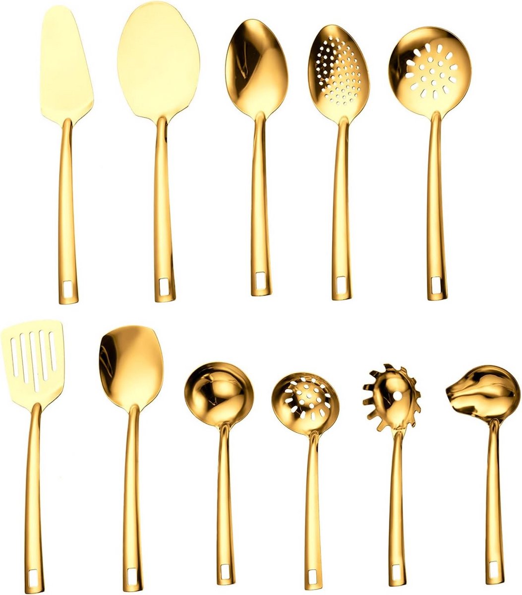 11-delige Keukengerei Set - Titanium Gecoat RVS Spatels en Lepels