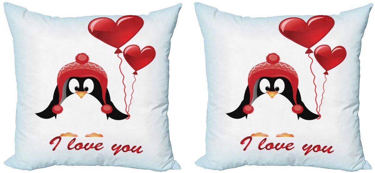 ABAKUHAUS Valentijns Kussenhoes – 2x40x40 cm – Dubbelzijdig bedrukt – Rood