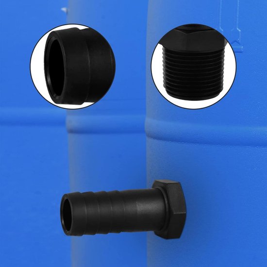 Cosensi - Regenton aansluitset 2 stuks 2,54 cm - Regentonconnector met tuit en afdichting - Voor watertanks en reservoirs — afbeelding 2