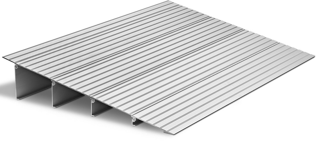 Drempelhelling - Rolstoel Oprijplaat - Afmeting 55 x 86,5 x 11,5 cm - Aluminium - Draagvermogen 360 kg - Voor rolstoelen, scooters en fietsen - Binnen en buiten