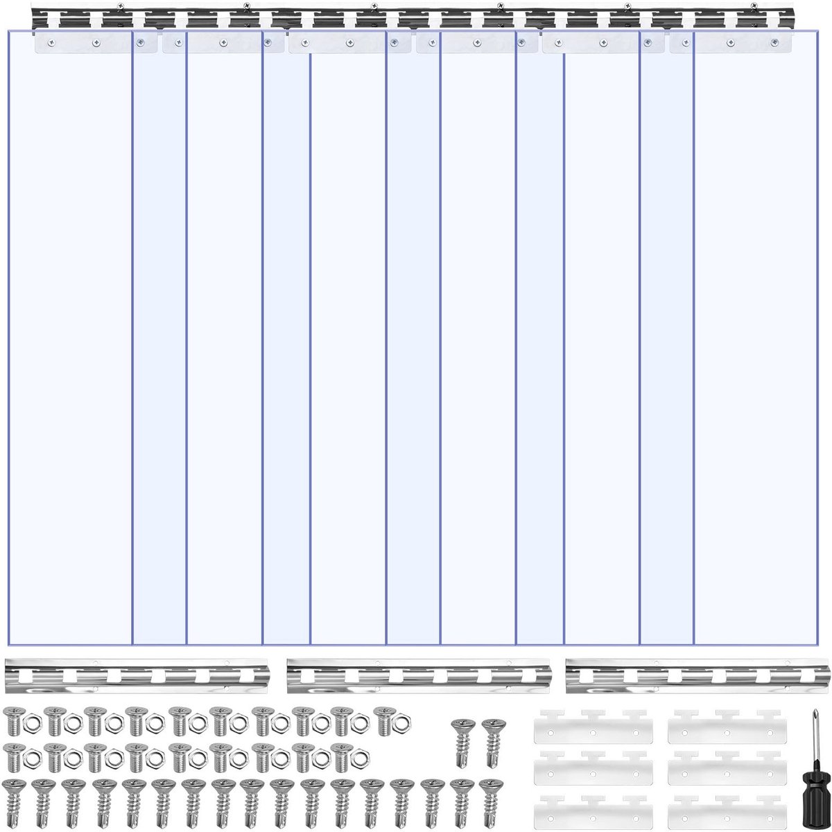 PVC Strokengordijn - Lamellengordijn 6-pack - Afmeting 91,5 x 203,2 cm - Dikte 2 mm - Temperatuurbereik -20°C tot 60°C - Glad - Voor magazijn-, vries- en garagedeuren - Transparant