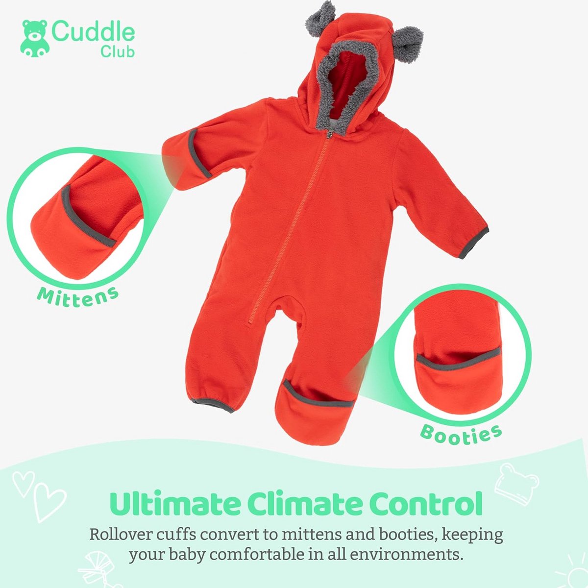 Zachte Fleece Babyromper met Capuchon - Warme Jumpsuit voor Pasgeborenen en Peuters