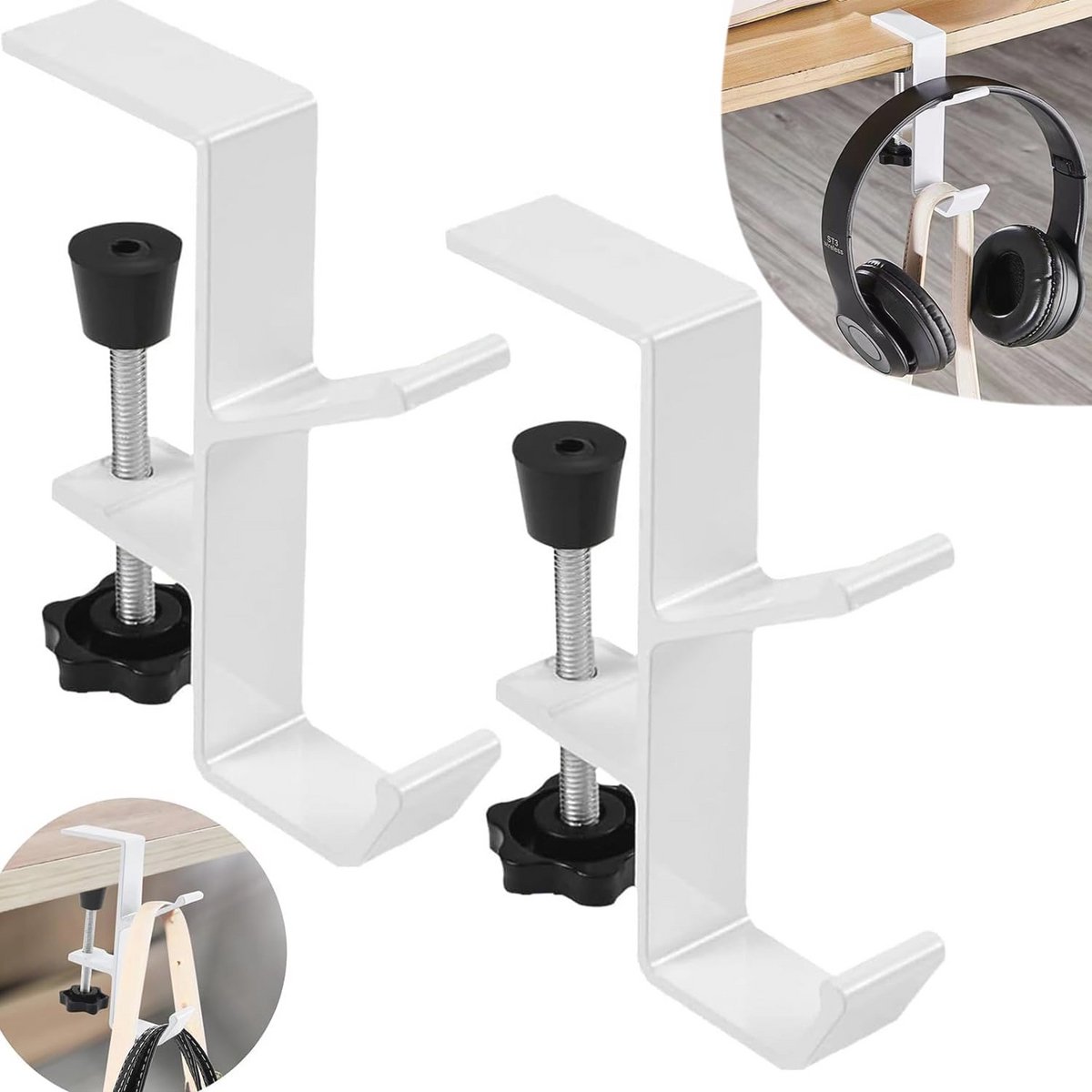 Verstelbare Hoofdtelefoon Stand met Klem - 2in1 Bureau Accessoire voor Gamers