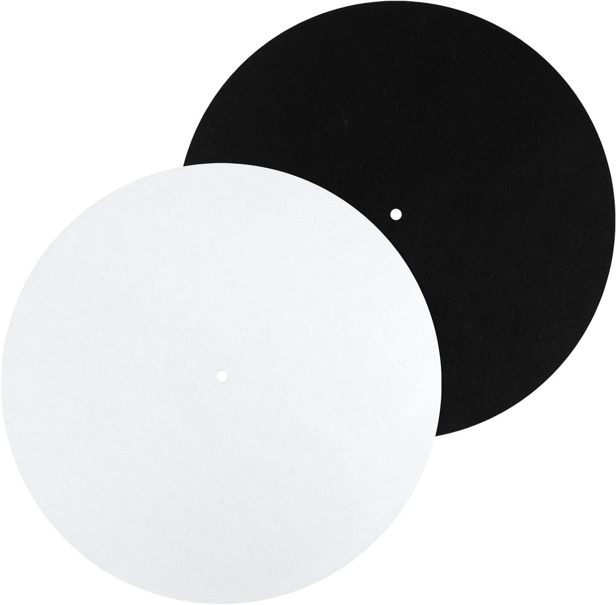 Allecta - Platenspelermat 30cm Vilten Platenmat Antislip, Antistatisch - Wol - Geluidskwaliteit - Zwart/Wit