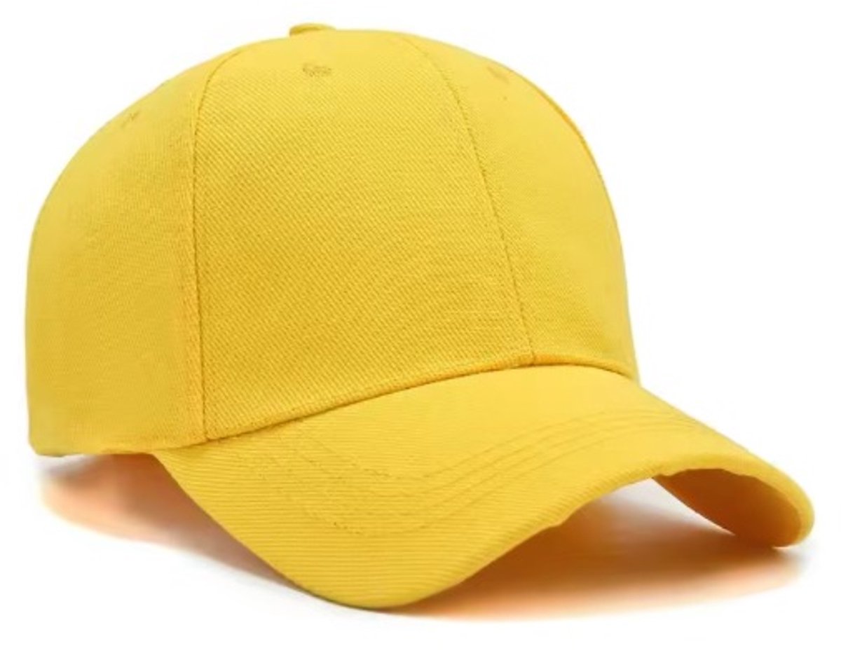 Baseball cap - Pet - 6 Panelen - Verstelbaar - Katoen - Zonwering - Hoofddeksel - Geel - Jonyx
