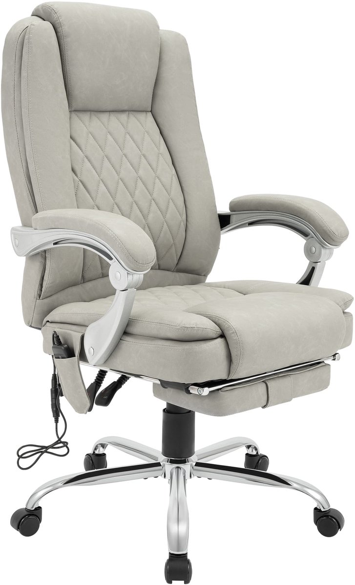 CLP Rubia Ergonomische Bureaustoel met Massagefunctie Grijs