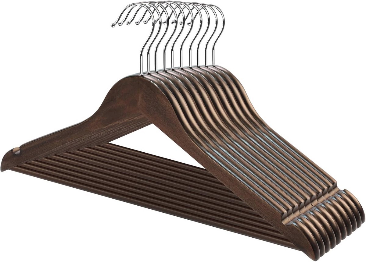 Houten Kleerhangers 50 Stuks - Ruimtebesparend en 360° Draaibaar