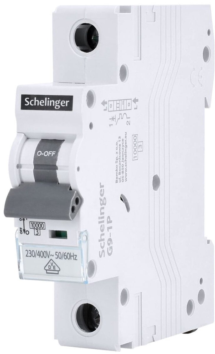 Schelinger Installatieautomaat 10A B-karakteristiek - 1-polig - 230/400V - A02-G9-1P-B10 - IP20