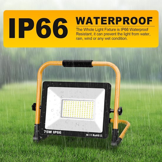 Led-schijnwerper, 10 W, 1000 lm, 4000K, warmwit, voor binnen en buiten