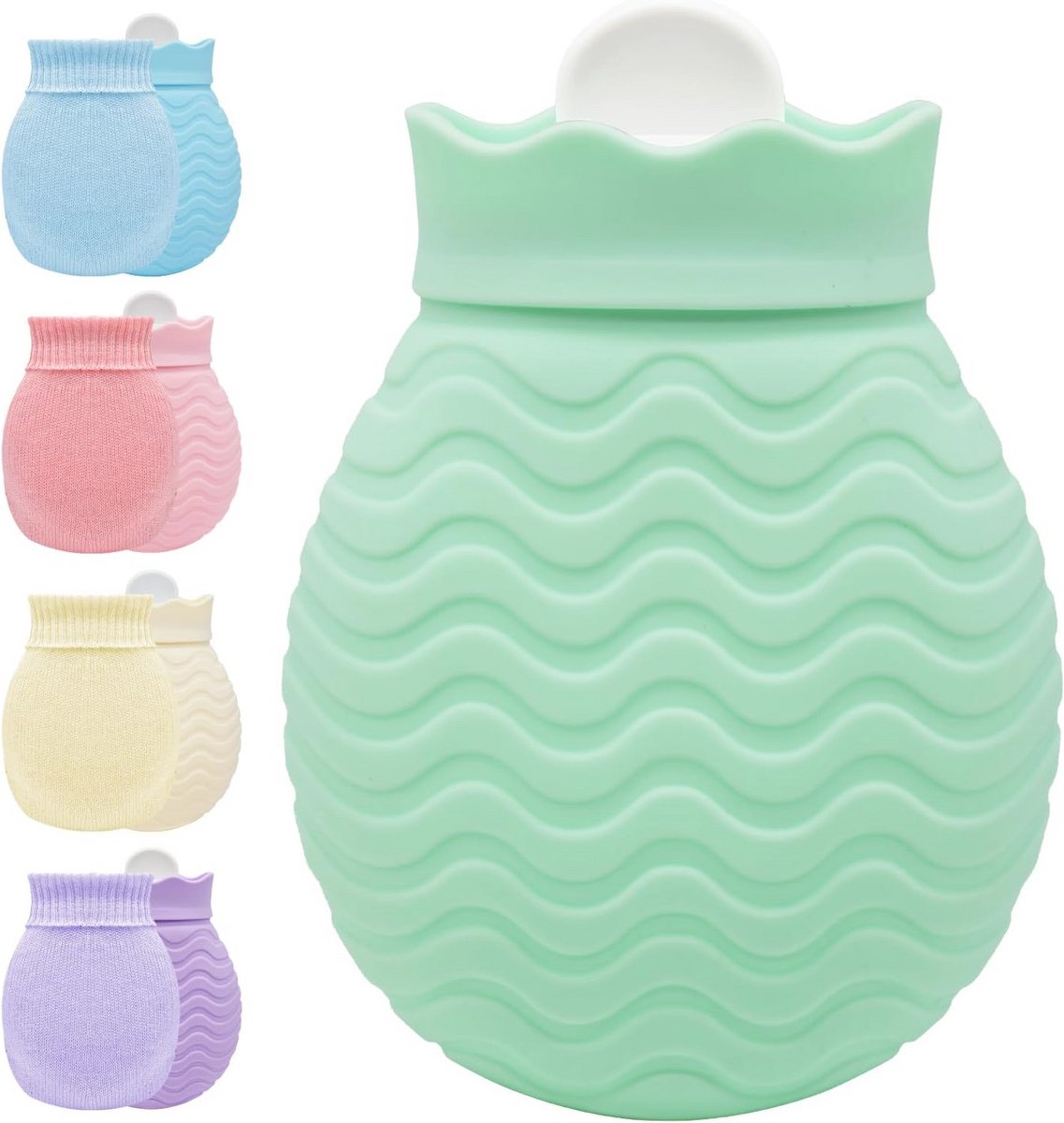 Compacte Warmwaterkruik met Gebreide Hoes - 320ml voor Gerichte Pijnverlichting
