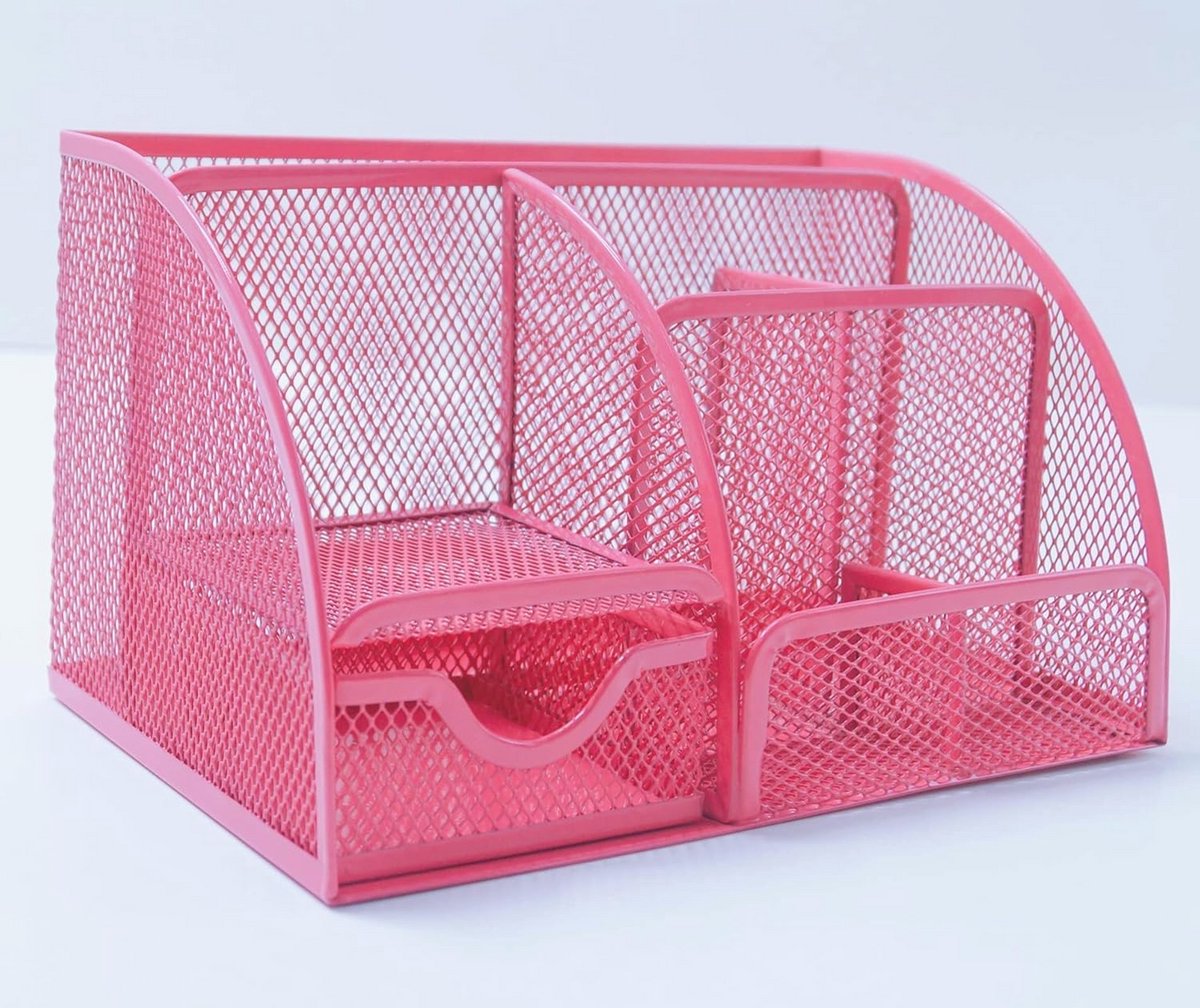 Multifunctionele Bureau-organizer met Lade en Sorteervakken in Roze