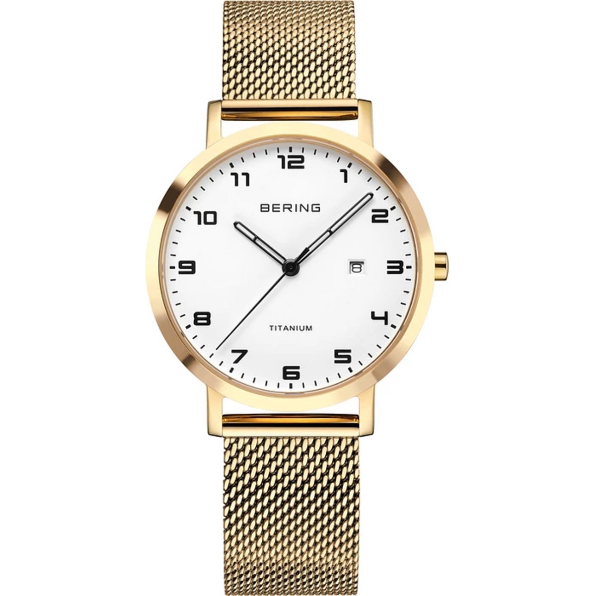 Bering titanium goudkleurig dameshorloge 18634-534
