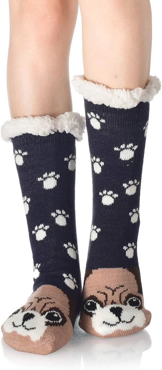 Zachte en warme dieren motif slipper sokken voor vrouwen