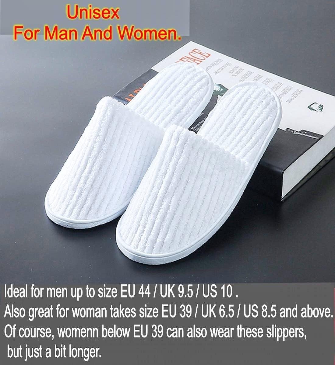Allecta - Grote Heren Wegwerppantoffels in Wit - Unisex Gastenpantoffels - Hotelslippers - Fluwelen Pantoffels - Gesloten teen - Spa & Vakantie - Set van 2 — cadeau in Cadeau-ideeën - foto 7