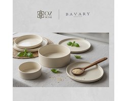 OZ Home Bavary Serviesset 25-delig - Beige Steengoed Keramiek - 6 Persoons -…