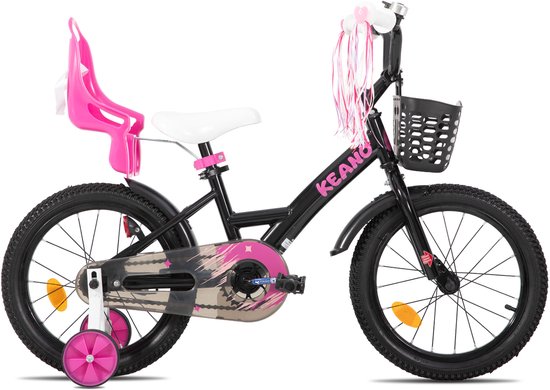 Joystar Zinnia Kinderfiets - 16 Inch - Met Mandje & Slingers - Zijwieltjes - Bel - Terugtraprem - Zwart van JOYSTAR — afbeelding 2