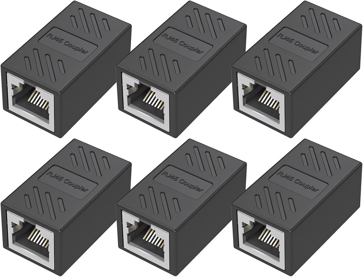 Ethernet RJ45-koppeling Cat7 - 10 Gbps Netwerkkabel Verlenging - 6 Stuks LAN-kabelconnectoren van Vrouw naar Vrouw voor Router, Switch en Computer