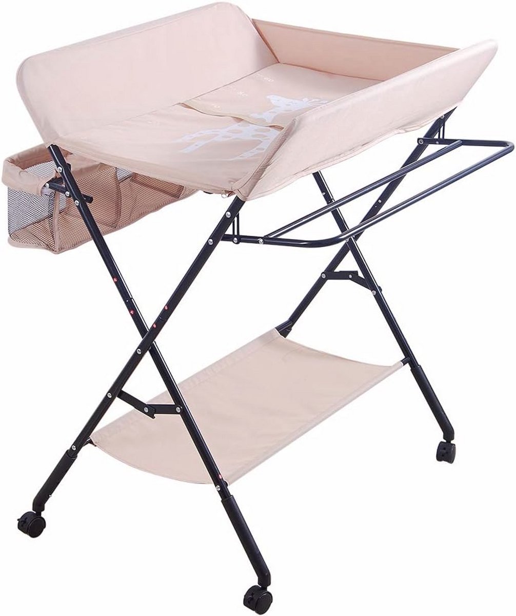 Opvouwbare Luiertafel - Draagbare Verzorgingstafel met Hoogte Verstelling en Giraffe Patroon