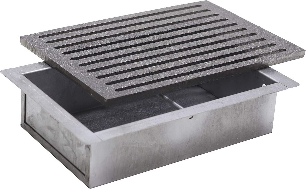 Gietijzeren Grillrooster 20,6x30 cm met Aslade - Ideaal voor Open Haard