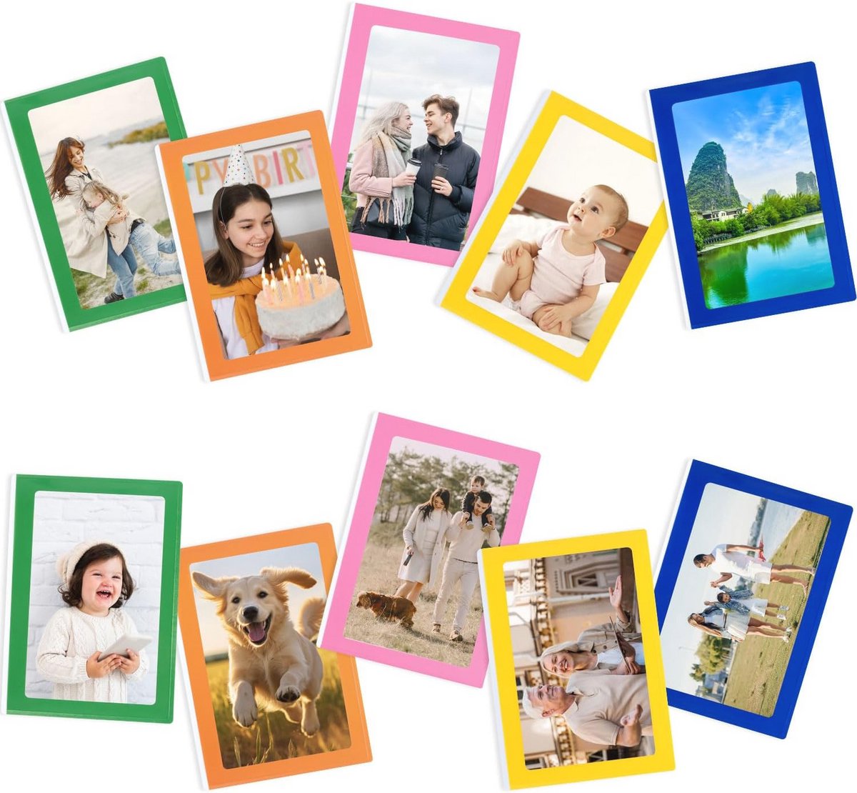 10 Stuks Magnetische Fotovakken voor Koelkast - Kleurige Fotolijsten voor 15 x 10 cm Foto'