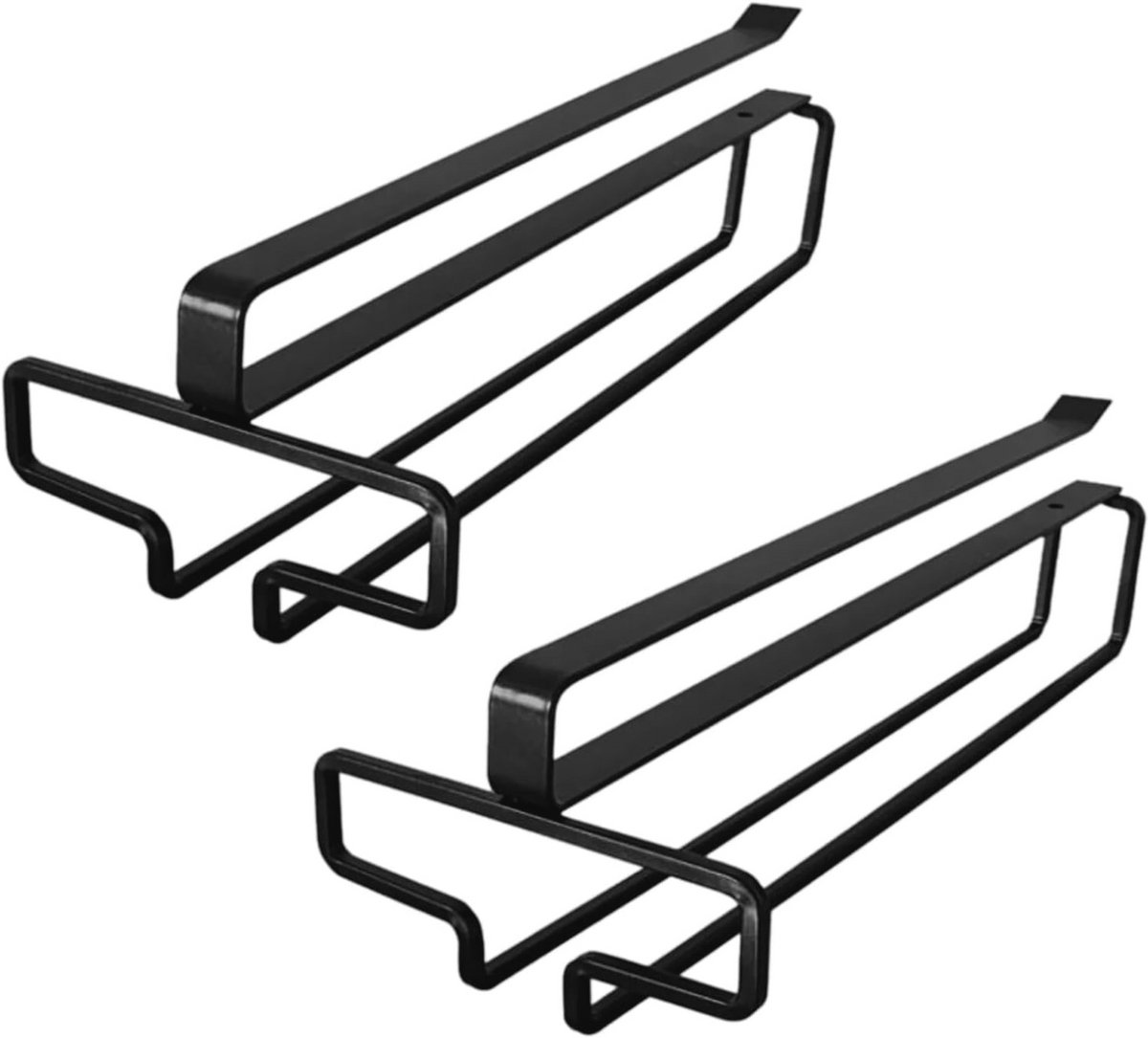 Wijnglashouder voor Onder Plank, Set van 2, Makkelijk te Installeren, Zwart