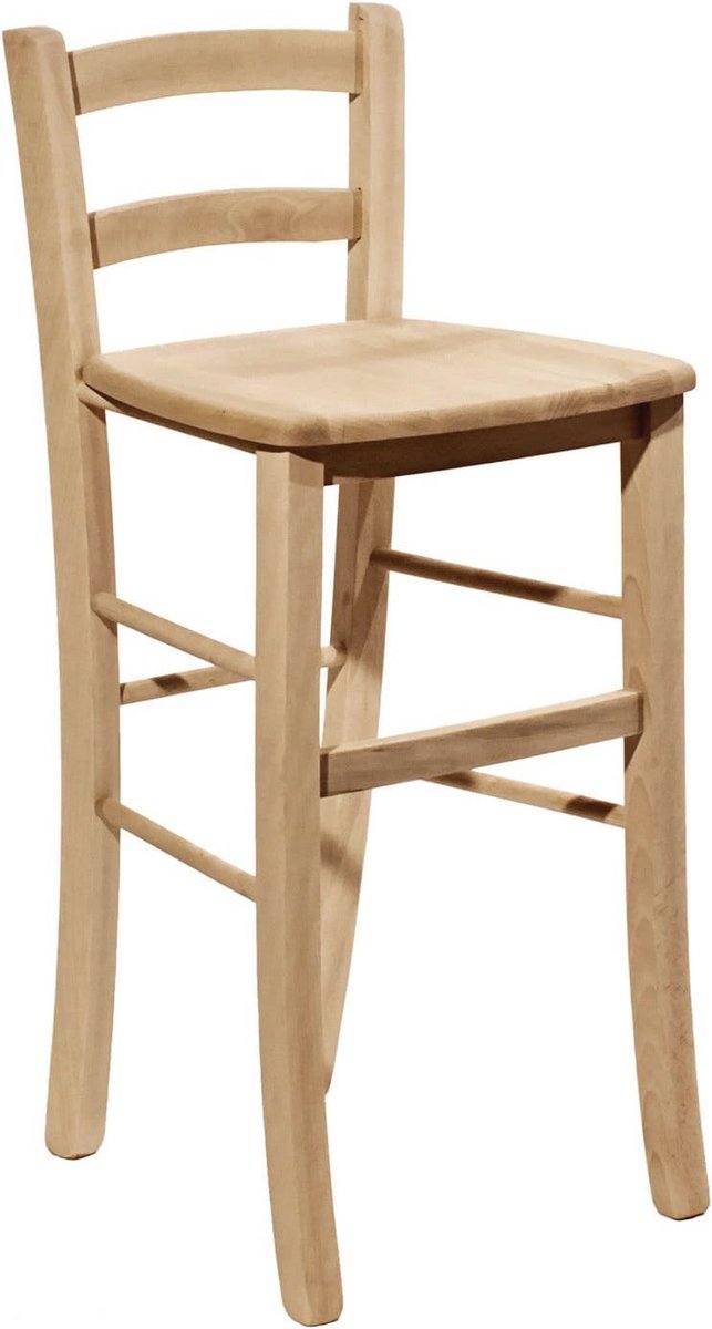 Houten Kruk met Grijze Zitting - Hoogte 67 cm - Voor Thuis en Horeca