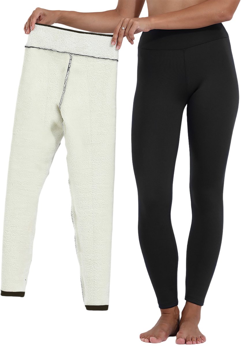 MAGICSHE Thermo Legging Dames, Gevoerde Leggings Met Fleece Lined - Ondoorzichtig - Hoge Taille - Thermobroek Wintersport Zwart