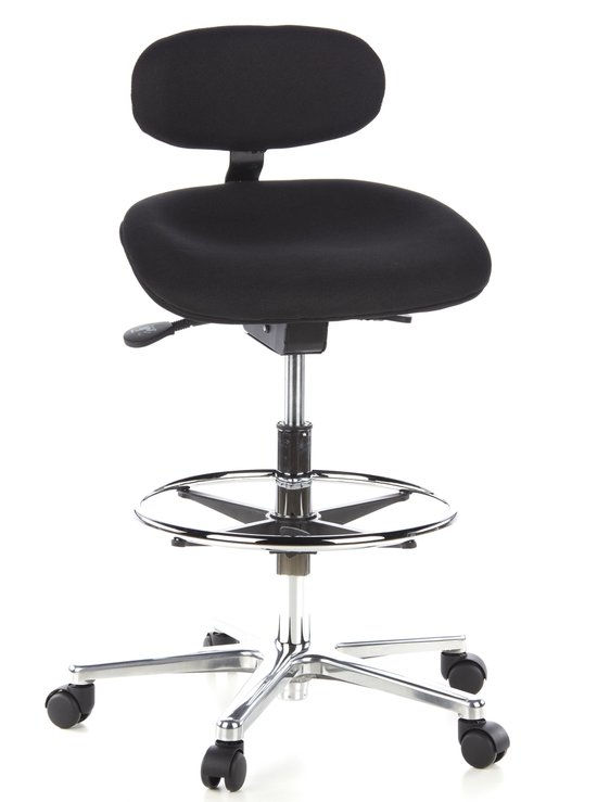 tabouret de travail hjh office Work MF - Repose-pieds - Tissu - Noir / chrome