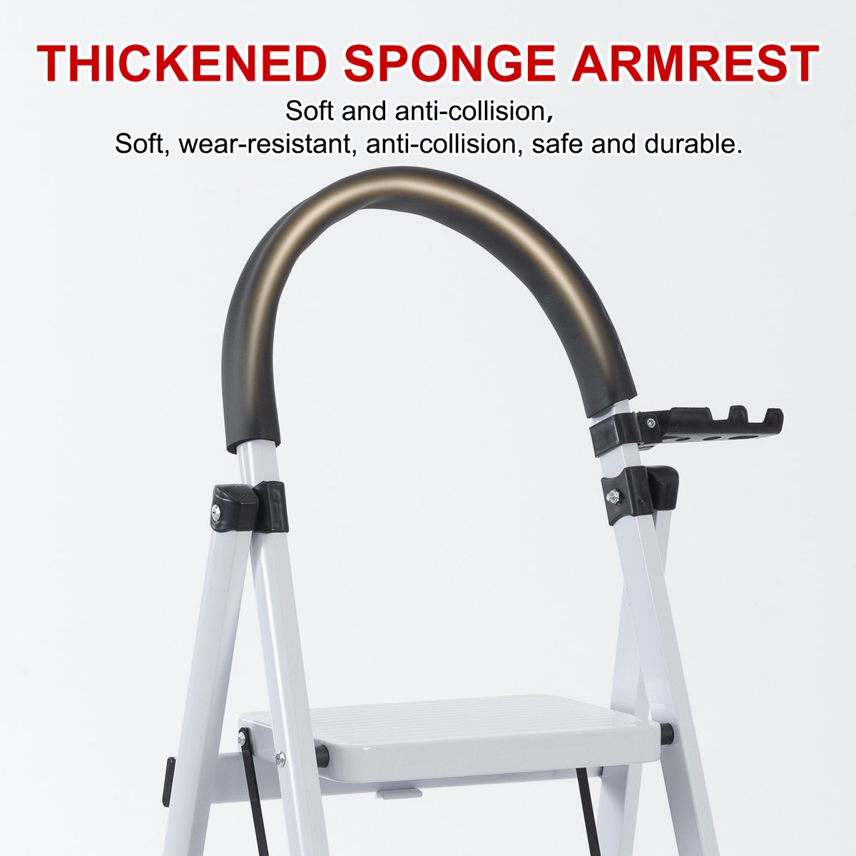 Seven Comfort Huishoudtrap 5 treden - Keukentrap - Opvouwbaar - Trap ladder - Stalen materiaal - 74×47×139cm - Lichtgewicht - Draagvermogen150KG - Wit – foto 7