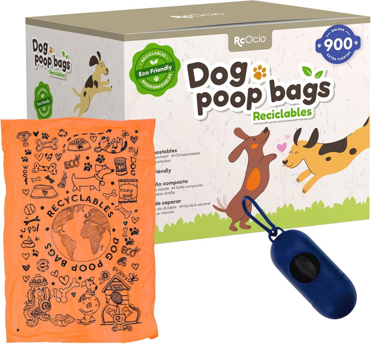 Duurzame Hondenpoepzakjes met Dispenser voor Kleine en Grote Honden