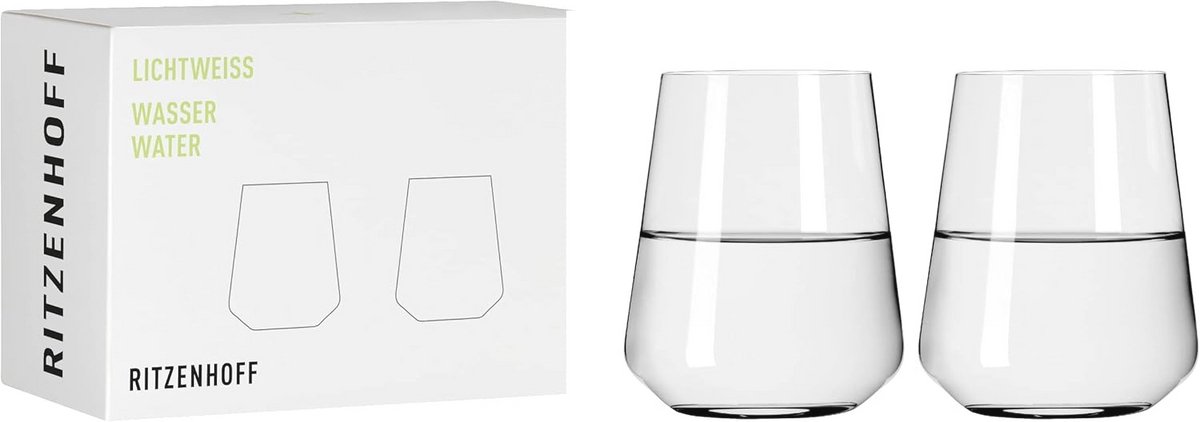 Waterglazen Set van 2 - Lichtwit Kristalglas - 500 ml - Stijlvol en Elegant
