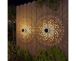 Set van 2 solar omheining lampen - gevoed door metalen zonne energie - outdoor balkon stap wandverlichting - waterdichte omheining lampen - gazon decoratie