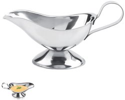 Juskom - 1 stuk - Sauskom - Sauciere - Dipschalen - roestvrijstalen sauskom - met schenktuit en handvat - serveerschaal - keukengerei - voor saladedressings, koffie, melk, bouillon en zwarte peper - 14*6*5.3 cm - zilver
